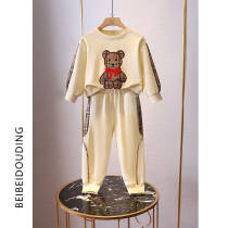 Girls Sweatclothes Autumn 2021 Childrens Fashion Top Wanet Red Set Tide Baby Spring and Autumn Clothes Thin