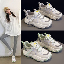 Ladies shoes lace-up solid color leather daddy shoes 2020 Spring New ins trendy shoes casual sneakers X0309