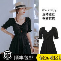 Big Code Swimsuit Woman Conjoined Veil for Skinny Conservative Gather Fat mm200 Catty Black Moms Bubble Spa New