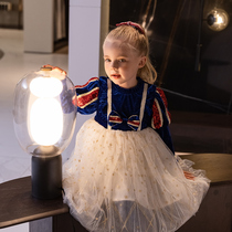 Girl dress autumn dress childrens Western beauty princess dress spring and autumn baby long sleeve snow white skirt
