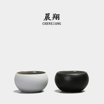 Chenxiang black pottery tea cup Ceramic tea cup Japanese coarse pottery individual cup Small mouth cup Single cup Kung Fu tea set