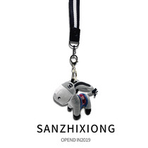 Cute donkey plush keychain female male creative car key chain ring car lock bag key pendant