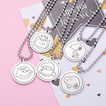 New cartoon necklace cute girl heart Charlie round brand stainless steel necklace girl couple girlfriends necklace