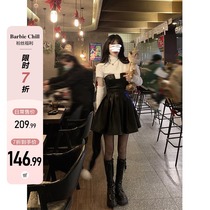 Barbie Aunt Aunt Tropes with Breasted Dress Woman Spring New Sweet Spicy Short Dress Plethora with little black dresses