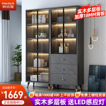 Light extravagant solid wood bookcase minimalist modern glass door bookcase free composition lockers book room floor Nordic bookshelves