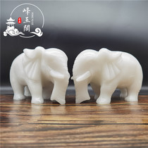 Natural white jade elephant ornaments a pair of living room bogusto porch office home furnishings housewarming opening gifts