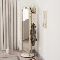 Nordic wrought iron marble rotating mirror coat rack home simple modern wear hanger bedroom floor hanging hanger