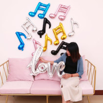Note balloon decoration eighth note music aluminum film balloon dance room background wall dance birthday decoration supplies