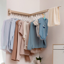 Tide East tide west balcony foldable telescopic drying rack indoor hanging wall clothes bar single pole fixed hanging hanger Outdoor