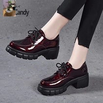 Mei Li sweetheart 2020 net red explosion of thick-soled height-increasing British small leather shoes women lace-up thick heel fashion casual shoes