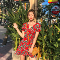 Seaside photo good-looking clothes female net red super fairy white sexy fairy fan holiday machine dress