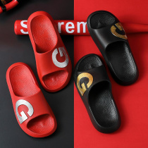 Summer black slippers mens trend Korean version of the personality thick-soled household non-slip bath outdoor wear mens beach sandals
