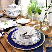 Ingrid ceramic high-grade bone china dish set Chinese home meal rice bowl plate tableware combination