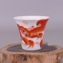 Qing Qianlong pastel Taitai Shaobao Figure horseshoe Cup antique porcelain antique old objects ornaments collection