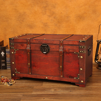 Retro containing box Large number of domestic debris storage box large capacity wood finishing box shop window display item box