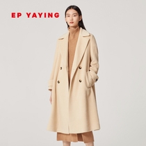 EP YAYING YAYING womens Hepburn double-breasted long woolen coat coat autumn and winter New 8252A