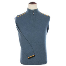 Winter youth mens thickened cashmere sweater sweater Solid color mens zipper semi-turtleneck pullover knitted cardigan