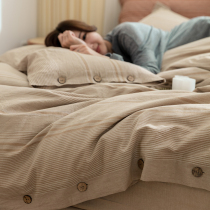  Japanese-style simple cotton four-piece set 100 cotton quilt set Household bed sheets Bed bedding 4 sets of supplies bed sheet