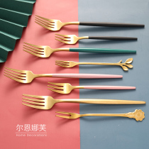 Four-color size leaves fruit fork fruit stick fruit insert stainless steel creative fashion household dessert fork cake fork cake fork