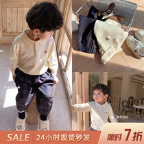Bean mom childrens joint loose knitted cardigan girls  top Autumn new childrens clothing embroidery pullover