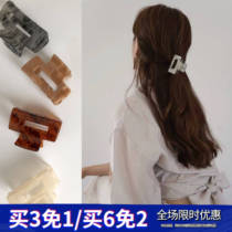 Japan and South Korea new acetic acid square caramel cream marble hairclip Net red blogger with lazy wind hair grab clip
