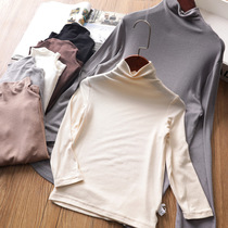 Parent-child~Comfortable girls modal cotton base shirt spring and autumn baby solid color medium high collar thin T-shirt top