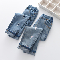 Girls pants autumn 2021 new children Net red fashionable leggings spring autumn little girl foreign jeans