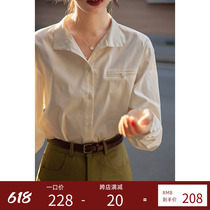 Beautiful emperor anti-wrinkle high branch cotton blend retro collar loose shirt womens summer new casual shirt