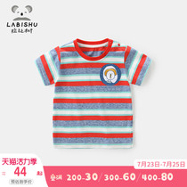 Rabi tree childrens clothing boys t-shirt baby short-sleeved childrens top 2021 new simple western style striped t-shirt