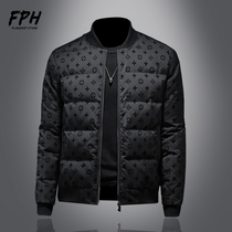 European Station Mens Clothing White Duck Suede Thickened short Casual Jacket Warm Autumn winter Chauder Mens upright collar down jacket