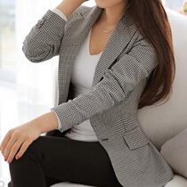 Women Plaid Blazers Ladies Long Sleeve Work office jacket Women