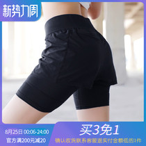  Sports shorts womens double layer running quick-drying anti-light yoga shorts five-point fitness shorts high waist belly summer
