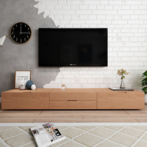 Nordic solid wood small apartment living room laser projection TV cabinet modern light luxury push and pull short cabinet floor cabinet custom model