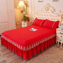 Han Edition Lace Bed Dress Three Sets Wedding Celebration Big Red Summer Single Bed Hood Ogasawara 1 5m1 8m2 Mie