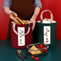 Round lunch box bag Office worker portable bento bag Insulated rice bag Aluminum foil Japanese-style bucket summer with rice bag