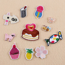 New Embroidered Badge Cake Drink Water Fruit Shoes Cap Bag Accessories Clothing Accessories Patches Stick Badges Embroidered Bouquet