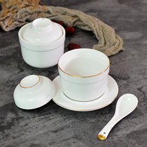 Phnom Penh Japanese-style ceramic birds nest dessert Steamed egg with lid Water-proof stew pot Soup bowl Commercial steamed soup stew pot tableware