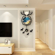 Clock and clock living room simple beauty Nordic deer head creative fashion decoration clock wall clock living room home Modern simple