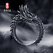 LRER luxury encounter 925 sterling silver dragon ring ring mens index finger retro do old hipster cool single personality ring