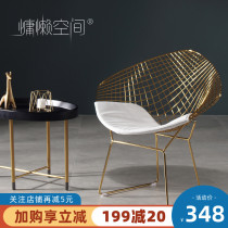 Nordic net red creative backrest chair Modern simple Wrought iron makeup chair Household dresser Leisure metal stool