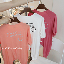 Korean baby cotton long-sleeved sleeping bag 2020 spring and summer new mens and womens childrens baby one-piece pajamas home clothes