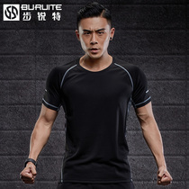 Fitness clothing T-shirt mens quick-drying breathable crew neck fitness clothing top half sleeve summer thin loose running T-shirt