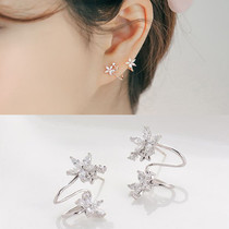 Korean temperament zircon flowers curved hypoallergenic earrings personality tide simple fresh short hair crystal net red earrings