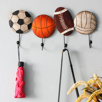 American retro wall decoration football wrought iron adhesive hook entrance door key storage coat hook Wall hanger