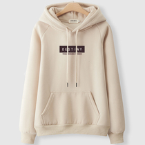 Tide brand letter sweater female 2021 autumn and winter New Korean loose thin coat hooded pullover Joker coat