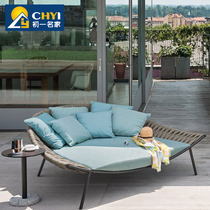 Outdoor lying bed courtyard outdoor leisure swimming pool hotel sea view room balcony woven aluminum alloy outdoor rattan bed furniture