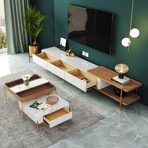 Modern minimalist coffee table TV cabinet combination Nordic retractable multifunctional storage storage light luxury living room floor cabinet