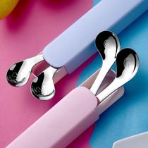 Crown Baby School Meals Children Coveting Learning Bent Spoon Suit Baby Elbow Stainless Steel Rice Spoon