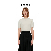 (Designer brand IMMI) Li Landi with cherry embroidery cashmere knitted short sleeve T-shirt 192KN004Y