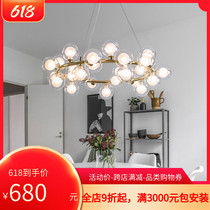 Nordic Net Red Living Room Light Creative Personality Glass Round Ball Bubble Light Brief Restaurant Bedroom Magic Bean Art Chandelier